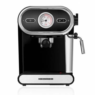 Espressor manual Heinner HEM-1100BK, 1100 W, 1 L, 15 bari, Negru