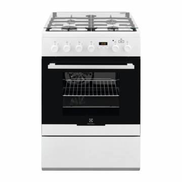 Aragaz mixt Electrolux EKK64982OW, 4 arzatoare gaz, Aprindere electrica, Cuptor electric, Grill, Clasa A, Alb