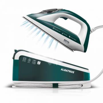 Statie de calcat Albatros Royal Steam Care Green, 3000 W, 8 bar, 1.5 l, Alb/Verde