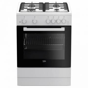 Aragaz Beko FSGT62110GWO, 4 Arzatoare, Gaz, Grill, Rotisor, 60 cm, Aprindere electrica, Alb