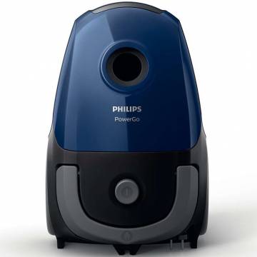 Aspirator cu sac Philips PowerGo FC8240/09, 900 W, 3 L, filtru anti-alergeni, accesorii integrate, Albastru