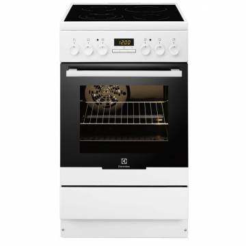 Aragaz electric Electrolux EKC54550OW, 4 Arzatoare vitroceramice, Cuptor electric, Clasa A, Grill, 50 cm, Alb