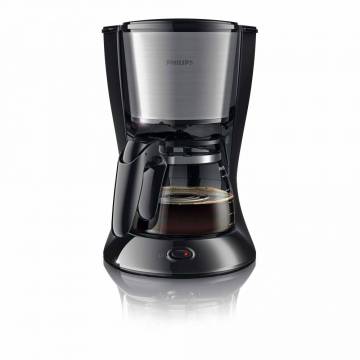 Cafetiera Philips Daily Collection HD7462/20, Sistem Anti-picurare, Sistem Aroma twister, Vas de sticla, 1000W, 1.2 l, 2-15 cesti, Negru si metalic
