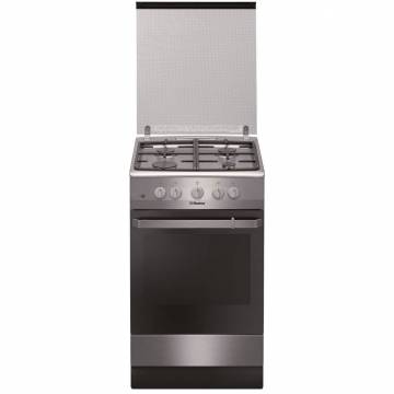 Aragaz Hansa FCGX520509, 4 arzatoare, Gaz, Aprindere electrica, Grill, Rotisor, Gratare fonta, 50 cm, Inox
