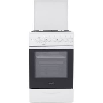 Aragaz Samus SM 550 AENS, 4 arzatoare, Cuptor electric, 48 litri, Clasa A, 3 ani Garantie, Alb