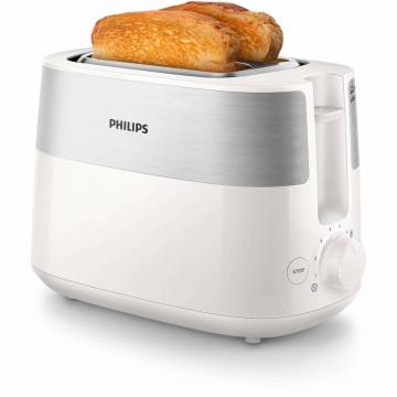 Prajitor de paine PHILIPS HD2515/00, 830 W, 2 fante, functie dezghetare, Alb/Inox