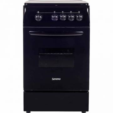 Aragaz Serreno SER 5604N/E1, Mixt, 4 zone de gatit, Aprindere electrica plita, Siguranta plita/Cuptor, Grill, Iluminare cuptor, Negru