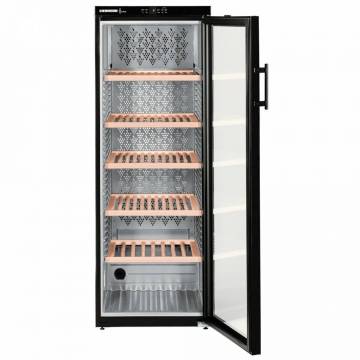 Vitrina de vinuri Liebherr Premium WKb 4212, 395 l, Capacitate 200 sticle, Clasa G, H 165 cm, Negru