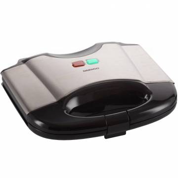 Sandwich maker Daewoo DSM20X, 800 W, placi neaderente, indicator luminos, maner Cool Touch, clapeta de blocare, Inox/Negru