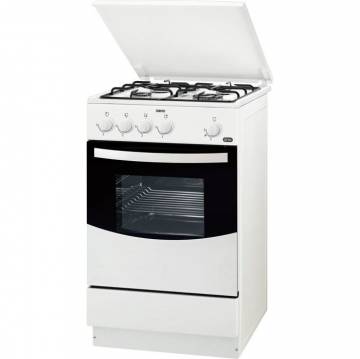 Aragaz pe gaz ZCG210P1WA Zanussi, 4 arzatoare , 50 cm, cuptor 61l, culoare alb, siguranta supraveghere, termocuplu