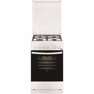 Aragaz Zanussi ZCG512G1WA, Gaz, 4 Arzatoare, Aprindere electrica plita/cuptor, Grill, Rotisor, 50 cm, Alb