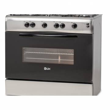 Aragaz LDK 6090 GRAI IX LPG, 5 Arzatoare, Siguranta, Grill, Rotisor, Aprindere, Iluminare, Capac sticla, 90 cm, Inox
