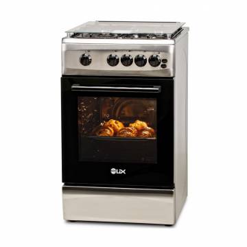 Aragaz LDK 5060 GRAI IX RMV NG, 4 Arzatoare, Siguranta, Grill, Rotisor, Aprindere, Iluminare, Capac sticla, 50 cm, NG, Inox