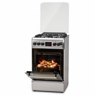 Aragaz LDK 5060 D ECAI IX RMV NG, Cuptor electric convectie, Display LCD, Aprindere, Termostat, Timer, 6 functii, Inox