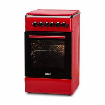 Aragaz LDK 5060 ECAI Red RMV NG, 4 Arzatoare, Siguranta, Cuptor electric, Aprindere, Iluminare, Capac metalic, Rosu