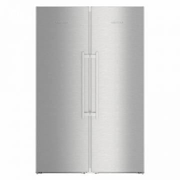 Side by side Liebherr SBSes 8773, 635 L, No Frost, BioFresh, Display electronic, SuperCool, Functie vacanta, Alarma usa, H 185 cm, Clasa D, Inox