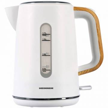 Fierbator electric Heinner HEK-WH2200BB, 2200 W, 1.7 L, baza rotativa 360°, oprire automata, filtru detasabil, Alb