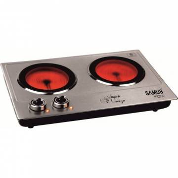 Plita electrica Samus Plita electrica Samus PX202C, 2 arzatoare ceramic, Control mecanic, Putere 2400 W, Inox