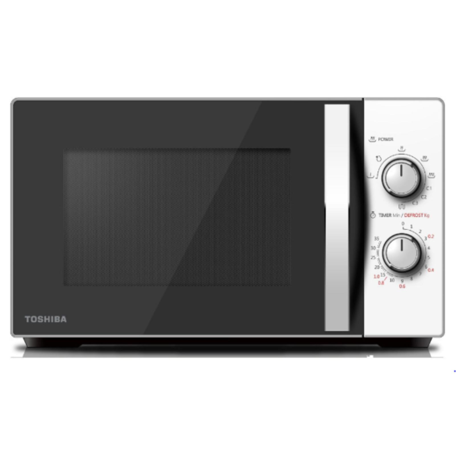 Cuptor cu microunde Toshiba MW-MG20PWH, volum 20 L, control mecanic, 800 W, 5 nivele putere, grill 1000 W, iluminare LED, Alb