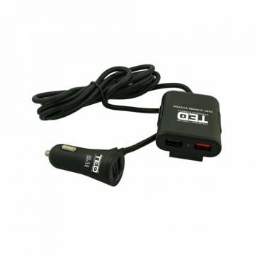 Alimentator de la auto 12V la 2 x USB 1 x 3,1A + 1 x 3A FAST Charge cablu 1,8 metri TED Electric
