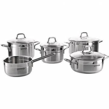Set vase gatit Gorenje CW9SC, 5 piese, Destinat utilizarii pe plita cu inductie, Otel inoxidabil