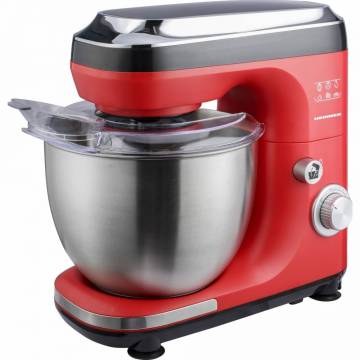 Mixer planetar Heinner HPM-600RD, 600 W, miscare eliptica, bol inox 5 L, tel, paleta si carlig din aluminiu turnat, Rosu/Negru