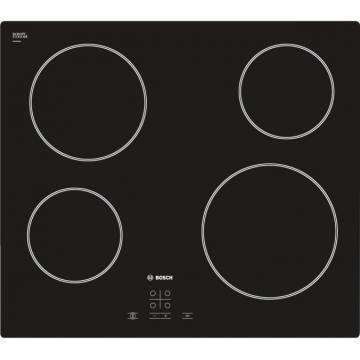 Plita incorporabila Bosch PKE611D17E, Vitroceramica, 4 zone gatit, Touch control, Sticla neagra