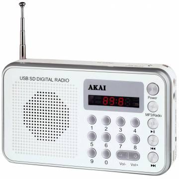 Radio portabil Akai DR002A-521, USB, Alb