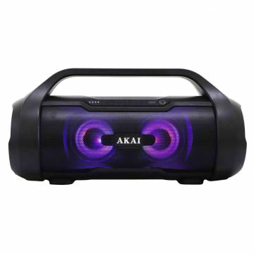 Boxa portabila activa Akai ABTS-50, 30 W RMS, Bluetooth, USB, Micro SD card reader, Aux in, radio FM, rezistenta la apa IPX5, Negru