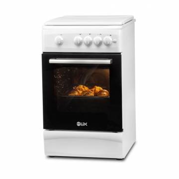 Aragaz LDK 5060 D ECAI WH RMV NG, Cuptor electric convectie, Display LCD, Aprindere, Termostat, Timer, 6 functii, Alb