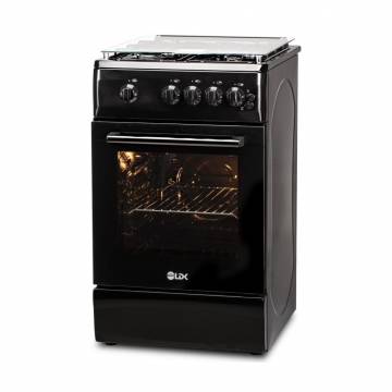 Aragaz LDK 5060 GRAI Black RMV NG, 4 Arzatoare, Siguranta, Grill, Rotisor, Aprindere, Iluminare, Capac sticla, Negru