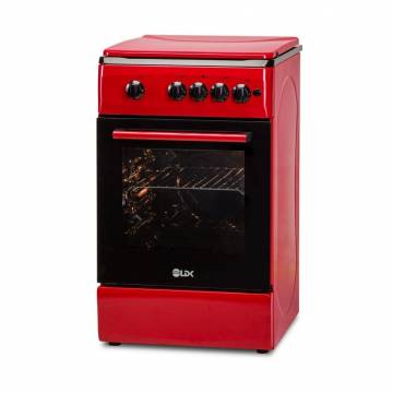 Aragaz LDK 5060 A RED RMV NG, Gaz, 4 Arzatoare, Siguranta, Aprindere electrica, Capac metalic, 50x60 cm, Rosu