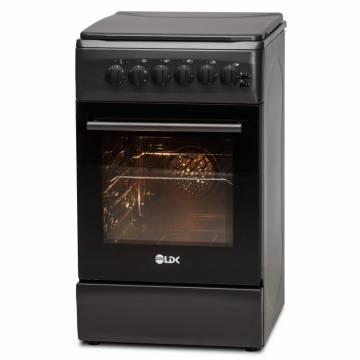 Aragaz LDK 5060 ECAI MAT BLACK RMV NG, 4 Arzatoare, Siguranta, Cuptor electric, Aprindere, Iluminare, Capac metalic, Negru mat