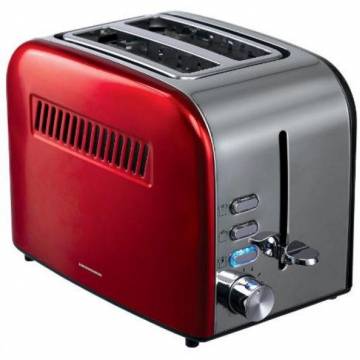 Prajitor de paine Heinner HTP-850RDIX, 850 W, 7 nivele de rumenire, 3 functii, Rosu/Inox