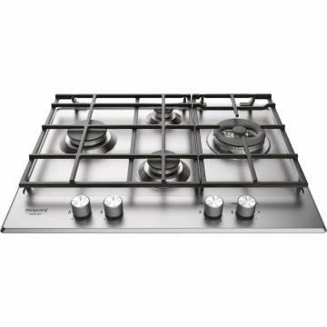 Plita incorporabila Hotpoint Ariston PKL 641 D2 IX HA EE, Gaz, 4 Arzatoare, Arzator wok, Gratare din fonta, Aprindere electrica integrata, Inox