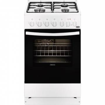 Aragaz mixt Zanussi ZCK552G1WA, Mixt, 4 arzatoare gaz, Aprindere electrica plita, Cuptor electric, 56 l, 50 cm, Alb
