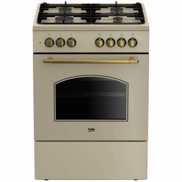 Aragaz BEKO FSE62134DCR, 4 arzatoare, Gaz + Electric, L 60 cm, Grill, bej