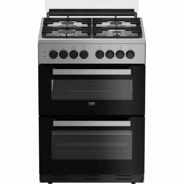 Aragaz Beko cu doua cuptoare FDM62130DXMS, 4 arzatoare,Aprindere electrica, Mixt, 38/49 L, Autocuratare catalitica, 60 cm, Inox