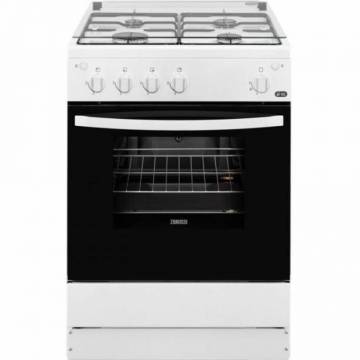 Aragaz Zanussi ZCG610G1WA, 4 arzatoare Gaz, Siguranta plita/cuptor, Aprindere electrica plita/cuptor, Iluminare cuptor, 60 cm, Alb