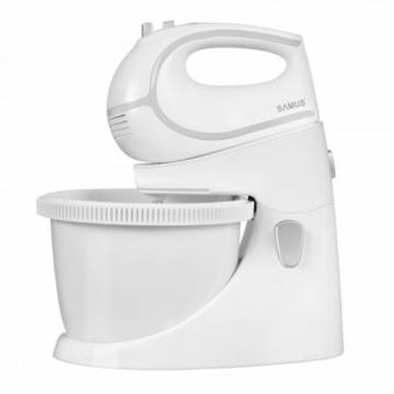 Mixer cu bol Samus SMX-500V, 500W, 5 viteze + Turbo, Accesorii framantat si amestecat, Alb