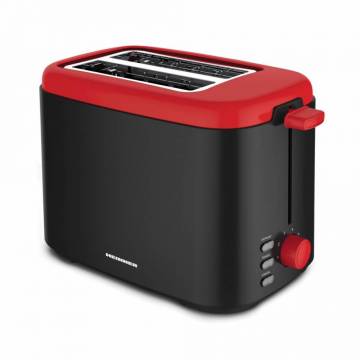 Prajitor de paine Heinner HTP-800BKR, 1000 W, 2 felii, Negru/Rosu