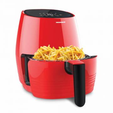 Friteusa cu aer cald Heinner HAF-1250DRD, Putere 1250 W, Vas cu invelis non-stick, Capacitate cos 2.5 l, Control digital, Rosu