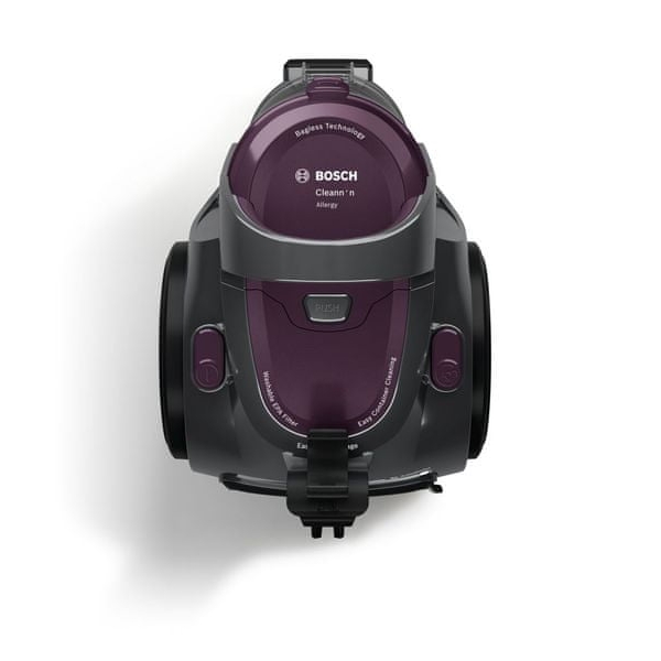 Aspirator fara sac Bosch 3A BGC05AAA1, 700W, 1.5 l, Filtru igienic PureAir, Easy Clean, Negru/Mov