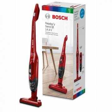 Aspirator vertical Bosch BBHF214R, 14,4 V, 2 in 1, LI-Ion, 2 trepte de putere, autonomie pana la 35 min, Rosu