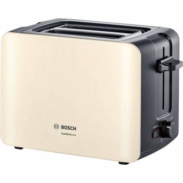 Prajitor de paine Bosch TAT6A117, 1090 W, 2 felii, Selector alegerea gradului de prajire, Functie dezghetare, Crem