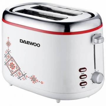 Prajitor de paine Daewoo DBT70TR, 900 W, design traditional, 2 felii, indicator luminos, carcasa CoolTouch, Alb