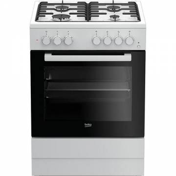 Aragaz BEKO FSST62110DW, 4 arzatoare, Gaz + Electric, L 60 cm, Grill, Rotisor, alb