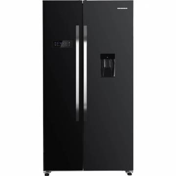 Side by side Heinner HSBS-H439NFBKWDE++, 436 l, No Frost, Clasa A++, Display, Dozator de apa, Functie smart, Functie congelare si racire rapida, H 177 cm, Negru