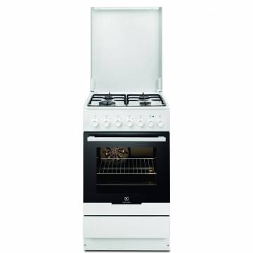 Aragaz Electrolux EKK52550OW, 4 arzatoare gaz, Mixt, Cuptor electric, Aprindere electrica, Grill, Clasa A, 50 cm, Alb