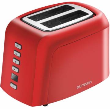 Prajitor de paine Oursson TO2145D/RD, 800 W, 2 felii, 7 nivele de rumenire, Rosu